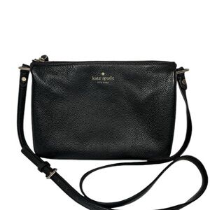 Small Kate spade leather cross body purse. Black leather. Used